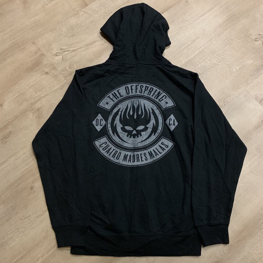 The Offspring Cuatro Madres Malas Full Zip Up Hoodie Sweatshirt Mens Small Black